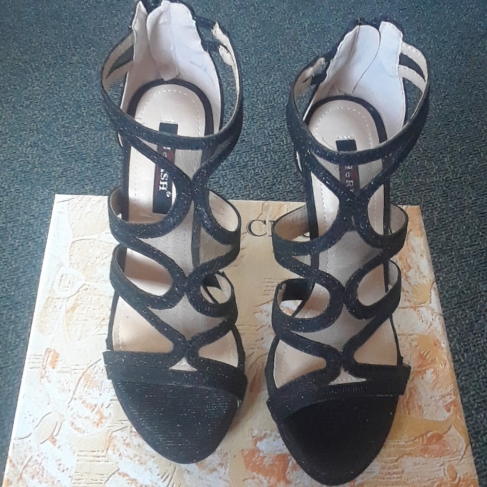 Women's Sparkle Caged Upper Mesh Stiletto Heels